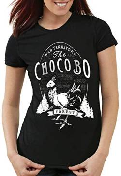 CottonCloud Chocobo Damen T-Shirt final VII Rollenspiel reitvogel, Farbe:Schwarz, Größe:L von CottonCloud