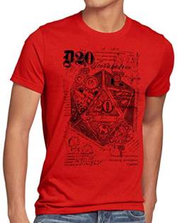 CottonCloud D20 Da Vinci Herren T-Shirt Dragons würfel Dungeon, Größe:XL, Farbe:Rot von CottonCloud