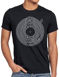 CottonCloud DJ Line Art Herren T-Shirt Schallplatte Turntable Retro, Größe:M von CottonCloud