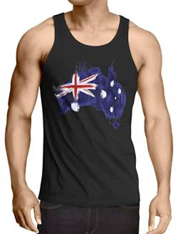 CottonCloud Flagge Australien Herren Tank Top Fußball Sport Australia WM EM Fahne, Größe:XXL, Farbe:Schwarz von CottonCloud