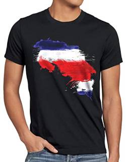 CottonCloud Flagge Costa Rica Herren T-Shirt Fußball Sport WM EM Fahne, Größe:XXL, Farbe:Schwarz von CottonCloud