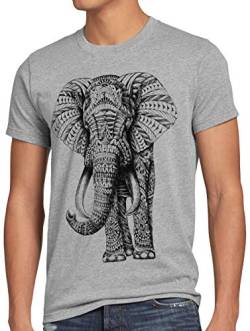 CottonCloud Ink Elefant Herren T-Shirt Elephant Zoo Urlaub, Größe:XL, Farbe:Grau meliert von CottonCloud