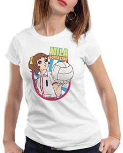 CottonCloud Mila Superstar Damen T-Shirt Volleyball Team Japan, Farbe:Weiß, Größe:S von CottonCloud