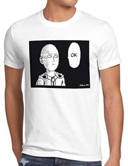 CottonCloud Saitama OK Manga Herren T-Shirt One Punch OPM, Größe:M, Farbe:Weiß von CottonCloud