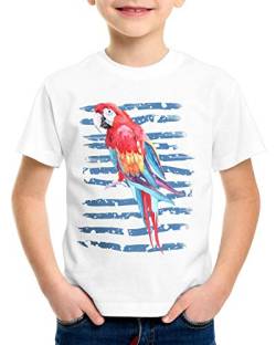 CottonCloud Tropischer Sommer T-Shirt für Kinder papagei ara regenwald Vogel, Größe:140 von CottonCloud