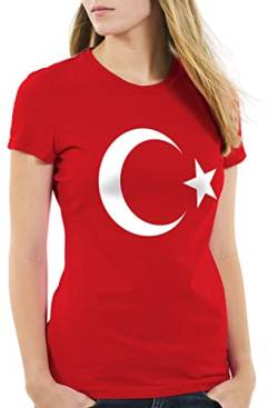 CottonCloud Türkei Damen T-Shirt Turkey Türkiye Flagge Mondstern, Farbe:Rot, Größe:L von CottonCloud