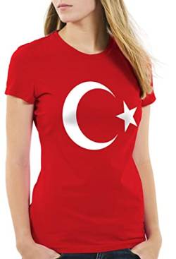 CottonCloud Türkei Damen T-Shirt Turkey Türkiye Flagge Mondstern, Farbe:Rot, Größe:M von CottonCloud