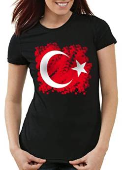CottonCloud Türkei Damen T-Shirt Turkey Türkiye Flagge Mondstern, Farbe:Schwarz, Größe:M von CottonCloud