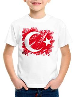 CottonCloud Türkei Kinder T-Shirt Turkey Türkiye Flagge Mondstern, Farbe:Weiß, Größe:140 von CottonCloud