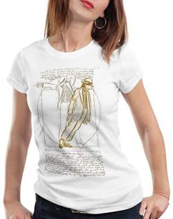 CottonCloud Vitruvianischer Pop King Damen T-Shirt da Vinci Michael Moonwalk, Farbe:Weiß, Größe:L von CottonCloud