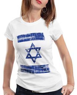 Israel Vintage Flagge Damen T-Shirt David Stern, Farbe:Weiß, Größe:M von CottonCloud