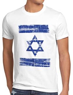 Israel Vintage Flagge Herren T-Shirt David Stern, Größe:XL, Farbe:Weiß von CottonCloud