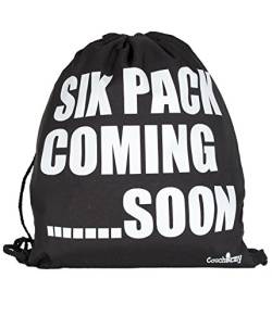 Coucharmy Six Pack Turnbeutel Rucksack Sport Beutel Gymsack Hipster Tasche vers. Design (ca. 32 x 39 cm) (Six Pack/Schwarz) von Coucharmy