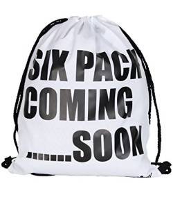 Coucharmy Six Pack Turnbeutel Rucksack Sport Beutel Gymsack Hipster Tasche vers. Design (ca. 32 x 39 cm) (Six Pack/Weiß) von Coucharmy