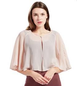 Coucoland Damen Chiffon Stolen für Abendkleider Hochzeit Braut Stola Elegant Open Front Cardigan Chiffon Cape Schulter Bedeckung Umschlagtücher (Pink) von Coucoland