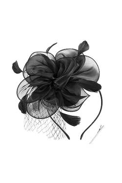 Coucoland Fascinators 1920 Fascinator Hut Damen Feder Blumen Mesh Elegant Hochzeit Fascinator Haarreif Cocktail Tee Party Accessoires von Coucoland