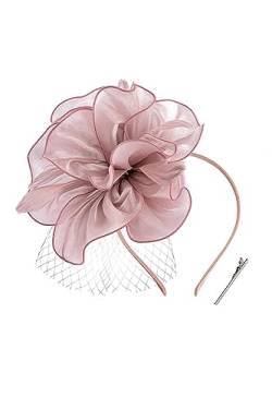 Coucoland Fascinators 1920 Fascinator Hut Damen Feder Blumen Mesh Elegant Hochzeit Fascinator Haarreif Cocktail Tee Party Accessoires von Coucoland