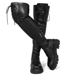 CouieCuies Schwarze Over knee Stiefel for Damen Platform Thigh High Stiefel Comfortable Stretch Stiefel von CouieCuies