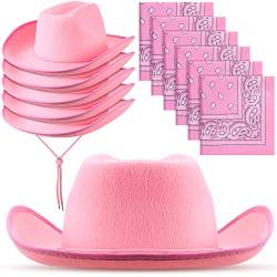 12 Stück Cowboyhut für Erwachsene für Damen und Herren, Western-Cowgirl-Hüte mit verstellbarem Kordelzug und Cowboy-Party-Paisley-Bandana, rose, Einheitsgr��e von Coume