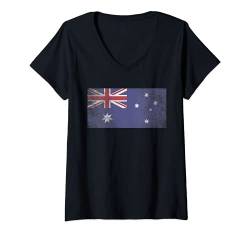 Damen Australian Australia Flag Pride Country Home Nation Family T-Shirt mit V-Ausschnitt von Country Flag Home Nation Vintage Pride National