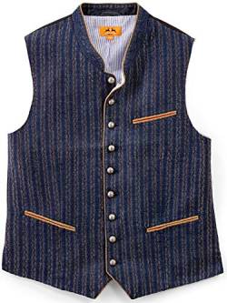 Maddox Herren Leinen Trachten Weste Kofel mit Streifen - Marineblau Gr. 48 von Country Maddox