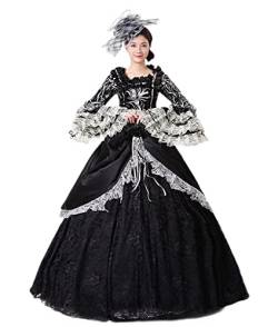 CountryWomen Gothic Prinzessin Renaissance Brautjungfer Periode Kleid Ballkleid Theater Kostüm (M, Schwarz) von CountryWomen