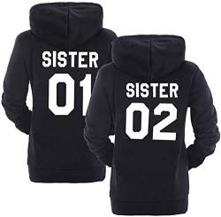 Best Friends Damen Hoodie Sister Pullover Beste Freunde Mädchen Pulli (Sister 01, Schwarz S) von Couple Camp