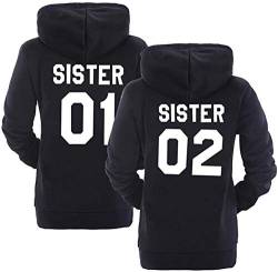 Couple Camp Best Friends Damen Hoodie Sister Pullover Beste Freunde Mädchen Pulli (Sister 01, Schwarz M) von Couple Camp