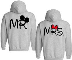 Couple Camp Mr Mrs Hoodie Pärchen Pullover Paare King Queen Fun Spruch - 1x Damen Mrs. Grau XS von Couple Camp