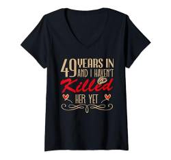 Damen Meme Couples Married 49 Years Funny T-Shirt mit V-Ausschnitt von Couples Married Wedding Anniversary Cool Tees