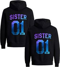 Beste Freunde Damen Hoodie Sister Pullover Mädchen Best Friends BFF (Stars-Schwarz M) von Couples Shop
