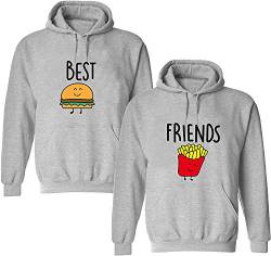 Beste Freundin Pullover Damen Hoodie Best Friends BFF - Pommes Grau Gr. XXL von Couples Shop