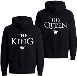 Couple Partner King Queen Pullover Set Pärchen Hoodie - 1 Stück Damen Pullover Schwarz XL von Couples Shop