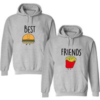 Couples Shop Kapuzenpullover Beste Freunde Damen Hoodie Pullover Burger & Pommes mit modischem Fun Print von Couples Shop