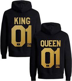 Couples Shop King Queen Hoodie Pullover - 1 Stück King Herren Gold-Schwarz XL von Couples Shop