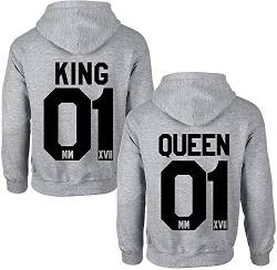 Couples Shop King Queen Hoodie Pullover - 1 Stück King Herren Grau L von Couples Shop