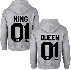 Couples Shop King Queen Hoodie Pullover - 1 Stück Queen Damen Grau L von Couples Shop
