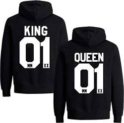 Couples Shop King Queen Hoodie Pullover - 1 Stück Queen Damen Schwarz XS von Couples Shop