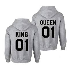 Couples Shop King Queen Pullover Pärchen Hoodie Set (King Herren Kapuzenpullover Schwarz 4XL) von Couples Shop