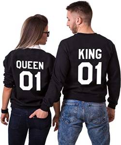 Couples Shop King Queen Pullover Pärchen Hoodie Set (King Herren Pullover Schwarz M) von Couples Shop