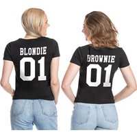 Couples Shop Print-Shirt Blondie & Brownie Damen T-Shirt Freunde Set mit trendigem Frontprint von Couples Shop