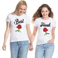 Couples Shop T-Shirt Best Friends BFF Rose Damen T-Shirt Freunde Set mit trendigem Frontprint von Couples Shop