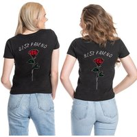 Couples Shop T-Shirt Best Friends Rose Beste Freundin Sister T-Shirt mit modischem Print von Couples Shop