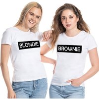 Couples Shop T-Shirt Blondie & Brownie Damen Beste Freunde T-Shirt mit lustigem Spruch Print von Couples Shop