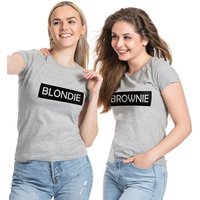 Couples Shop T-Shirt Blondie & Brownie Damen Beste Freunde T-Shirt mit lustigem Spruch Print von Couples Shop