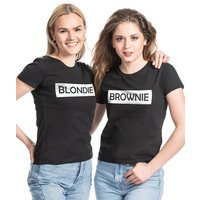 Couples Shop T-Shirt Blondie & Brownie Damen Beste Freunde T-Shirt mit lustigem Spruch Print von Couples Shop