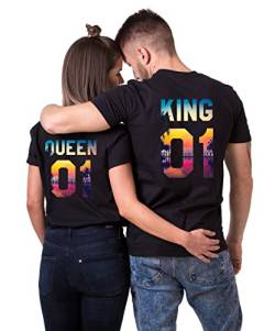 King Queen T-Shirt Set für Paar Tropic Auflage König Königin Partner Look Pärchen Shirt Geburtstagsgeschenk (MRS. Damen Weiß M) von Couples Shop