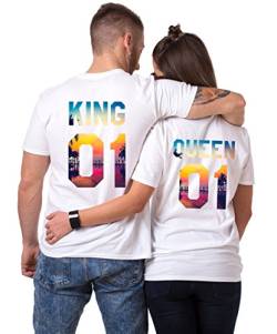 King Queen T-Shirt Set für Paar Tropic Auflage König Königin Partner Look Pärchen Shirt Geburtstagsgeschenk (Queen Damen Schwarz XXL) von Couples Shop