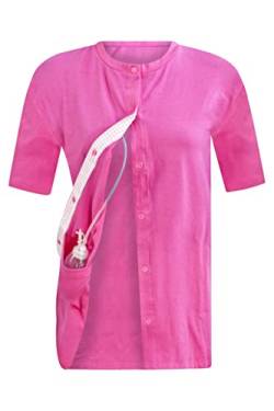 Mastektomie-Shirt nach Operationen mit Abfluss-Management-Taschen, Fuchsia-T-Shirt mit Ablauftaschen, Brustkrebs, nach Operationen, Kleidung für Frauen, Hemden mit Ablauftaschen, nach Mastektomie von Courage to Conquer Cancer