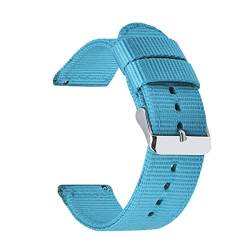 18mm 20mm 22mm 24mm Nylon Canvas Strap Uhrenarmband Männer und Frauen Universal-Straps Hellblau,22mm von CourageL